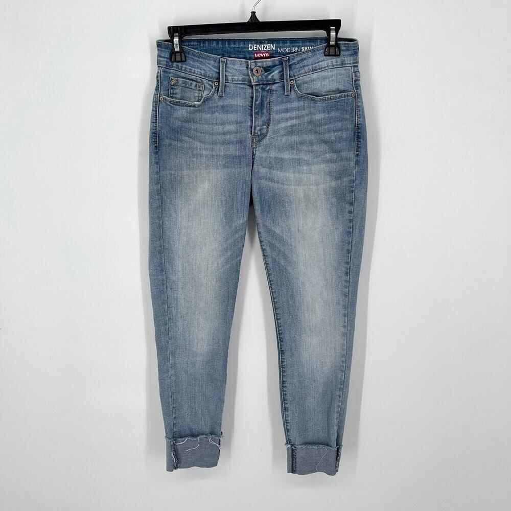 Levi's Denizen Modern Skinny Jeans Sz 27 Light Wash Raw Hem Cuffed Stretch